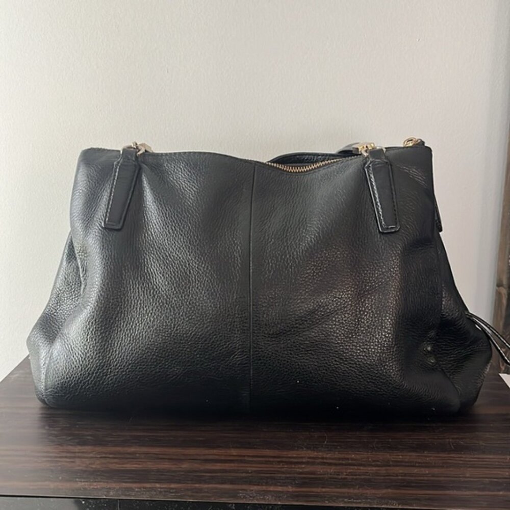 Coach Madison Cafe Carryall 27859 Black Pebbled Leather Gold Accents GUC - Picture 7 of 11